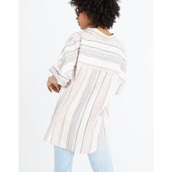 Madewell‎ Blouse Button Up Collared Aldwin Stripe Oversized Courier Shirt Small - Picture 3 of 11